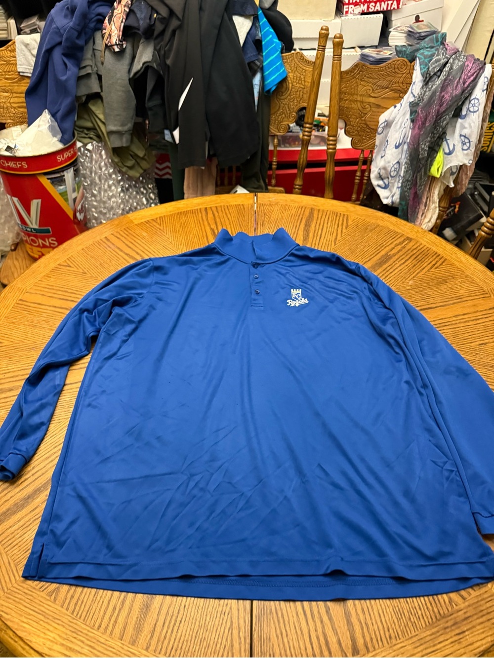 Antigua KC Royal Blue Long-Sleeve Polo - Men's